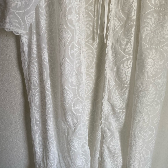 Bloomchic White Lace Kimono Duster Tie Front Long Boho Beach Cardigan 18/20 - Picture 13 of 16